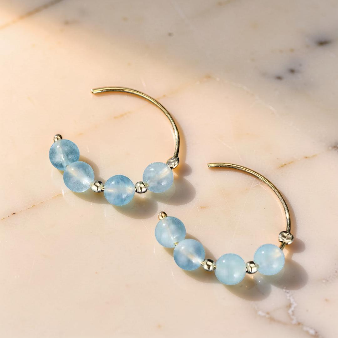 Boucles d’Oreilles Aigue Marine – Perles de Brume