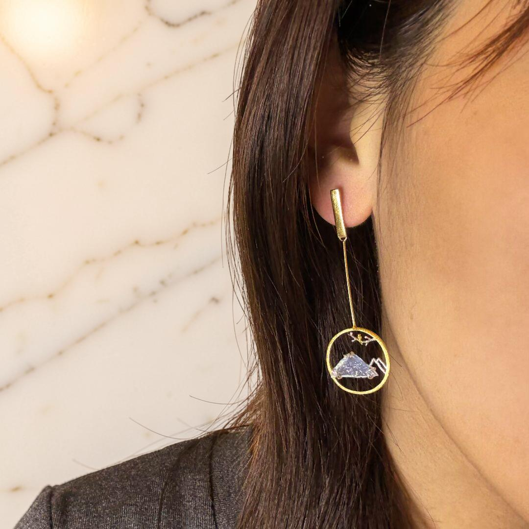Boucles d'Oreilles Aigue Marine – Petit Oiseau, Argent Plaqué Or