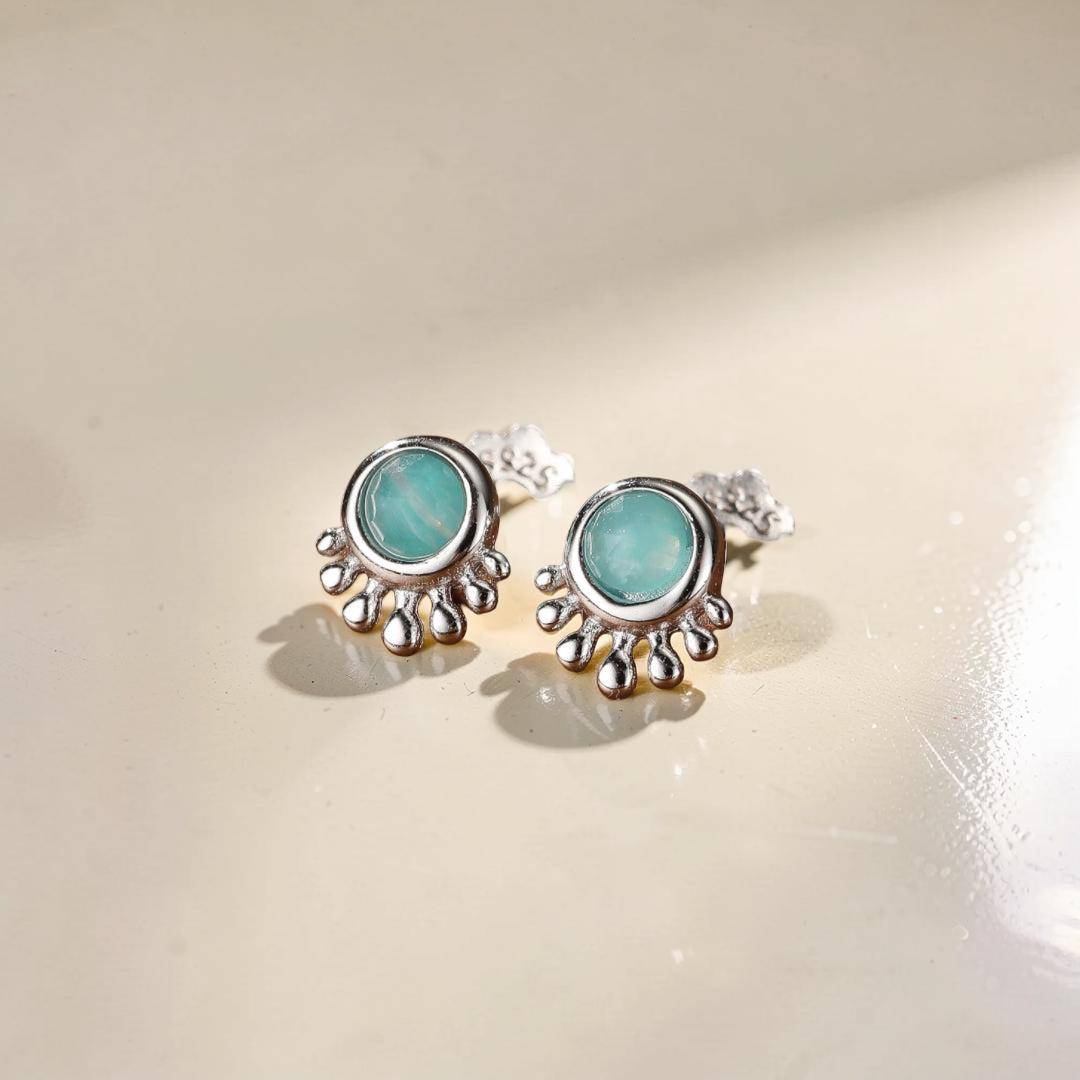 Boucles d'Oreilles Amazonite – Brise d'Océan, Argent