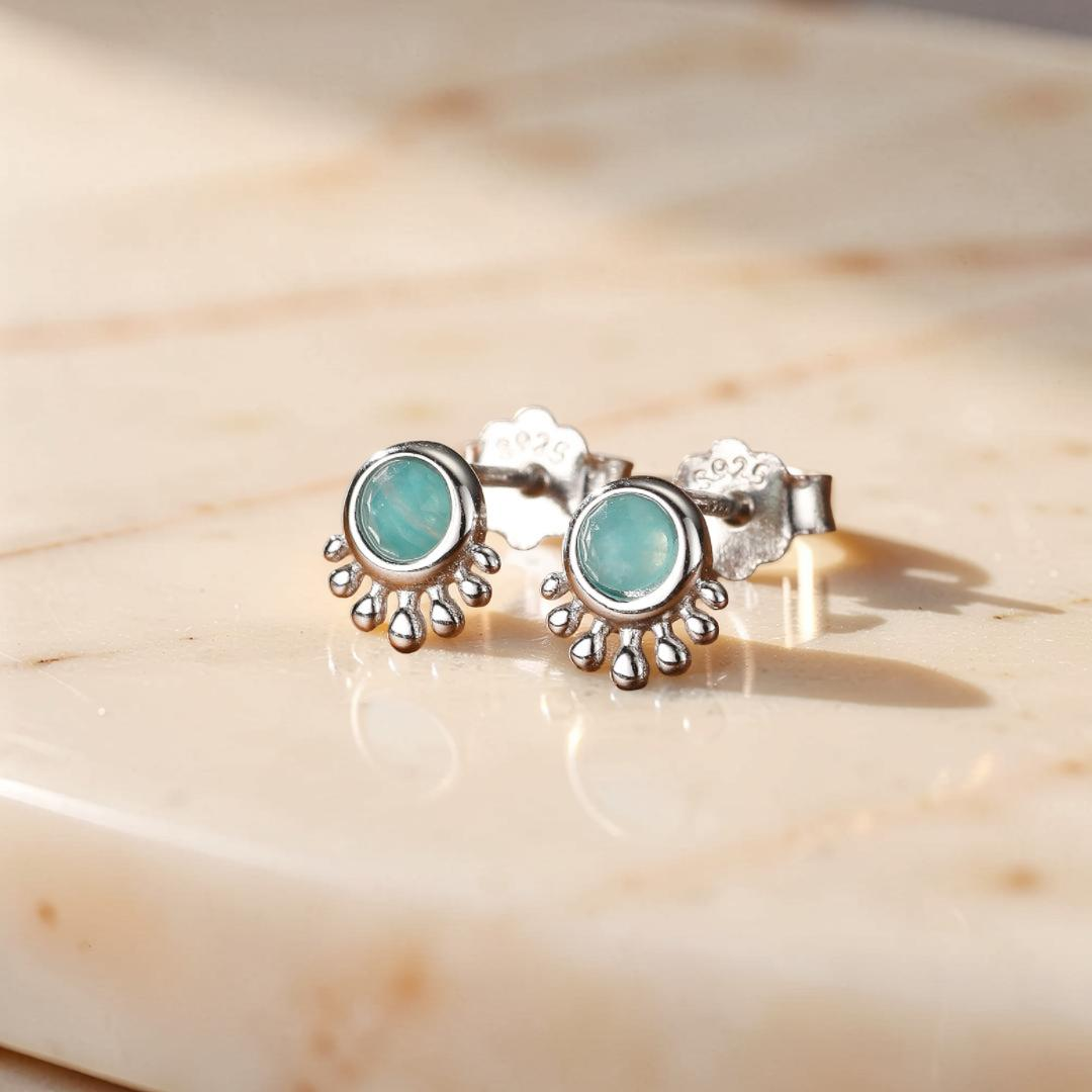 Boucles d'Oreilles Amazonite – Brise d'Océan, Argent