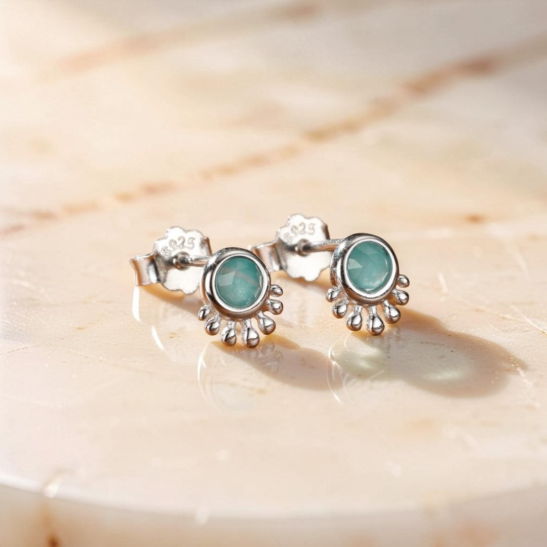 Boucles d'Oreilles Amazonite – Brise d'Océan, Argent