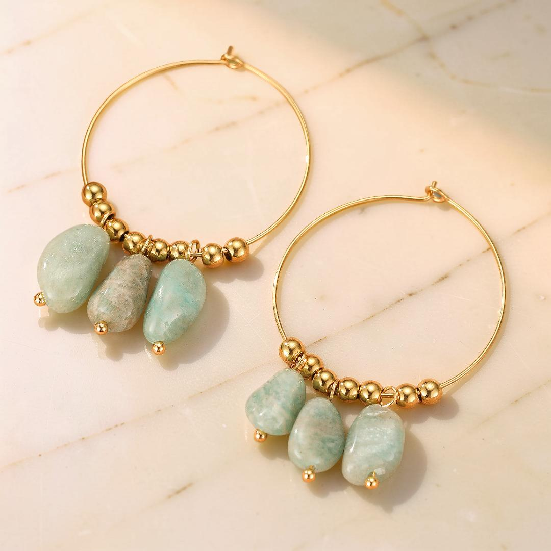 Boucles d’Oreilles Amazonite/Lapis Lazuli – Éclat Minéral