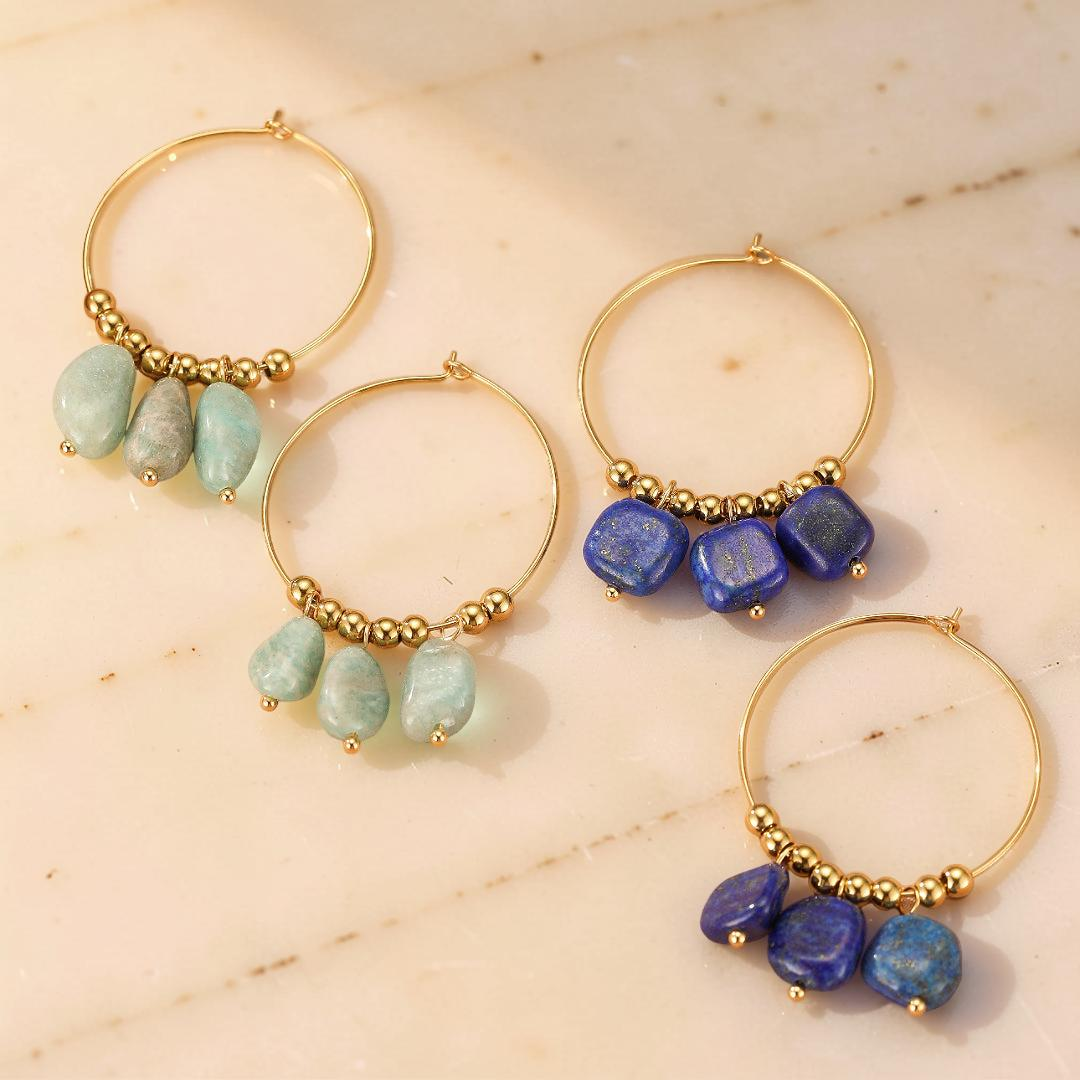 Boucles d’Oreilles Amazonite/Lapis Lazuli – Éclat Minéral