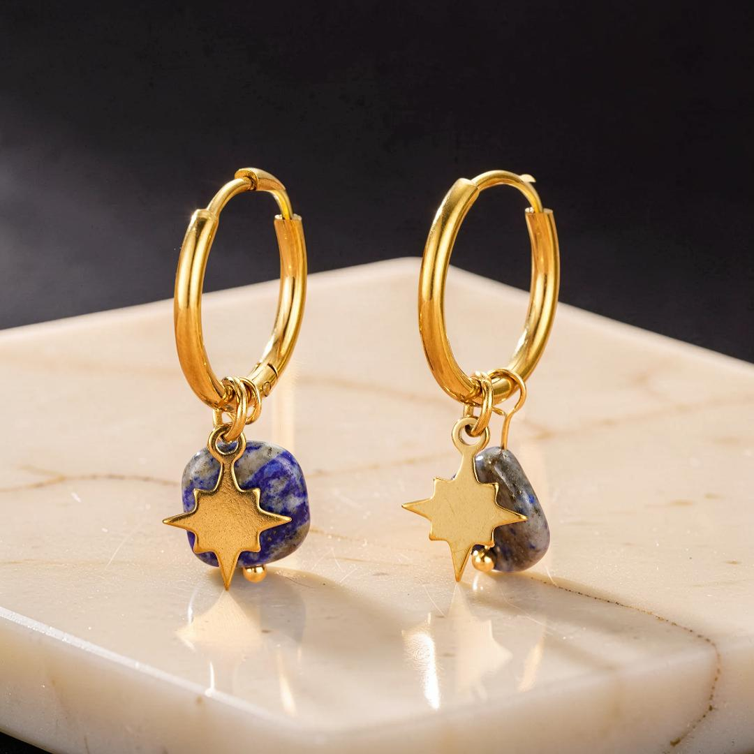 Boucles d’Oreilles Amazonite/Lapis Lazuli – Étoile Céleste