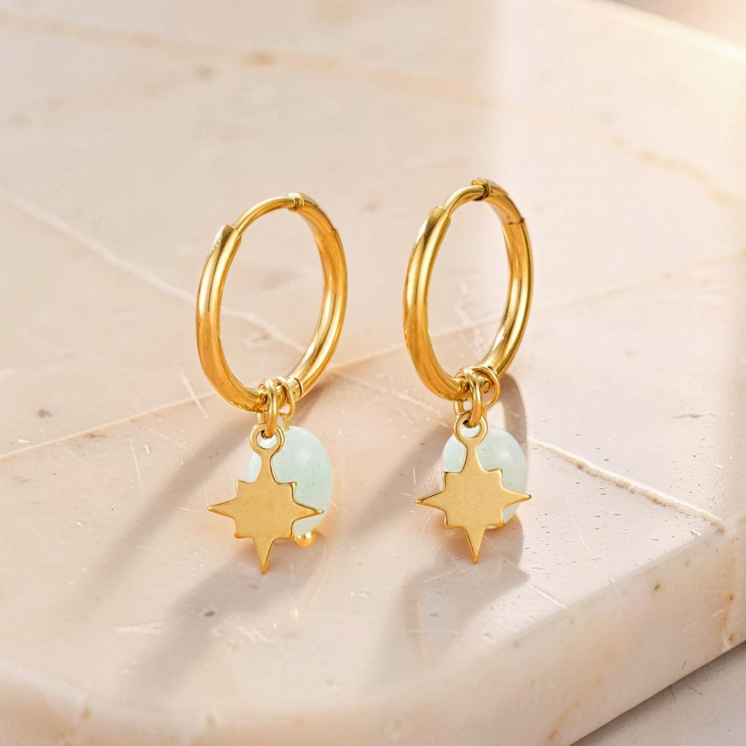 Boucles d’Oreilles Amazonite/Lapis Lazuli – Étoile Céleste