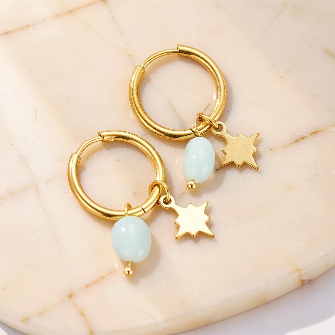 Boucles d’Oreilles Amazonite/Lapis Lazuli – Étoile Céleste