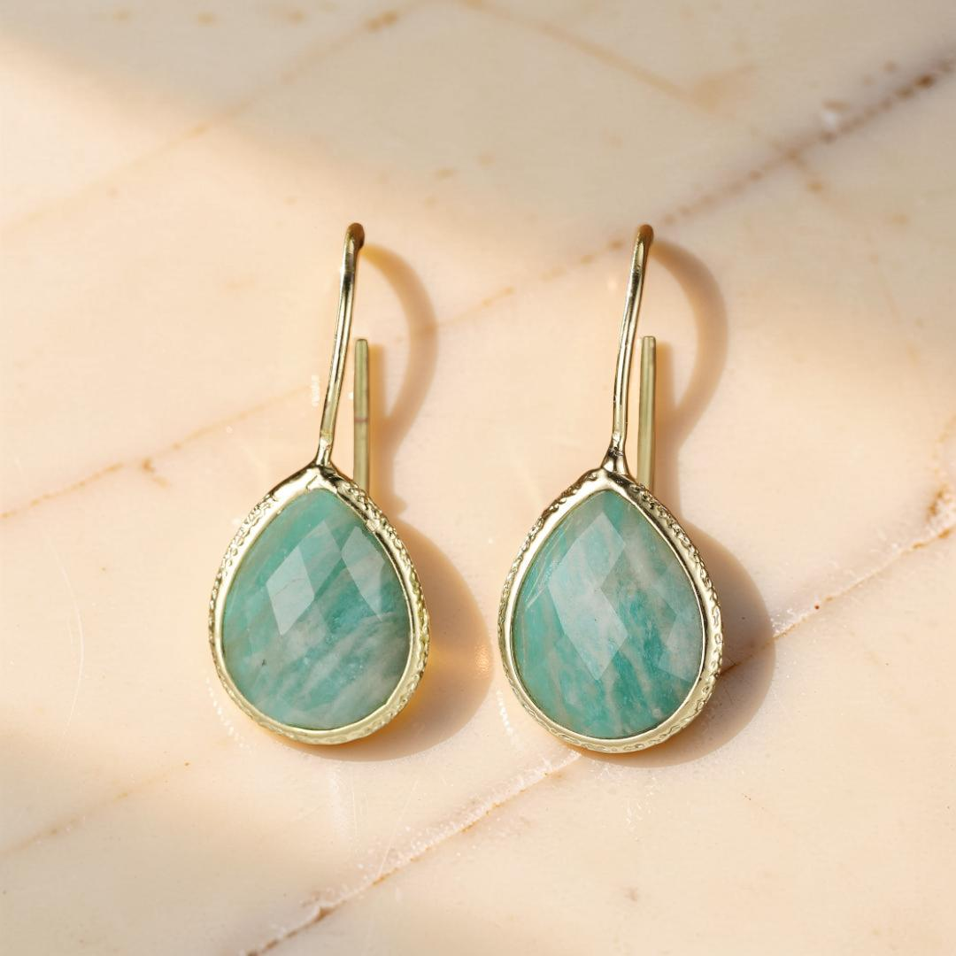 Boucles d'Oreilles Amazonite – Vagues Douces
