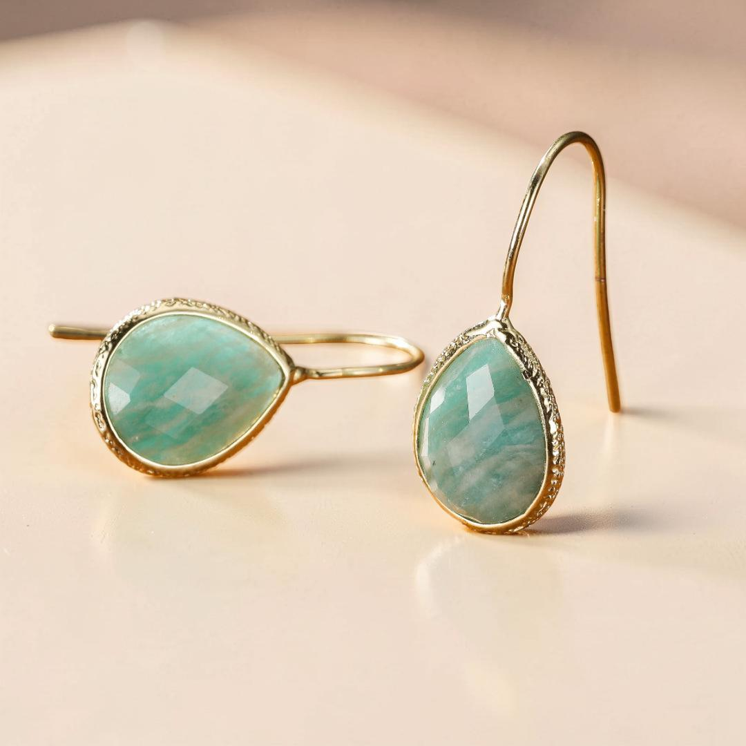 Boucles d'Oreilles Amazonite – Vagues Douces
