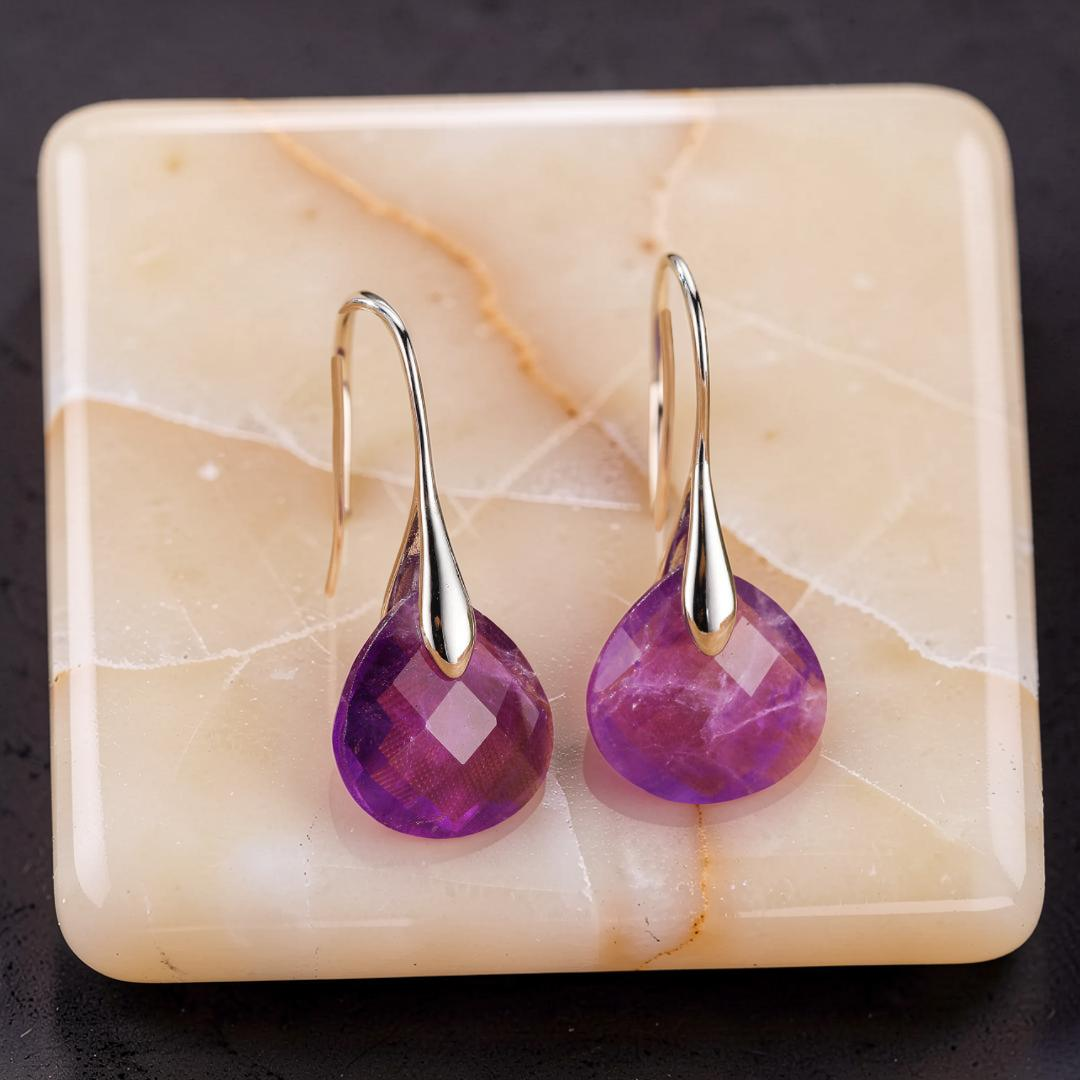 Boucles d’oreilles Améthyste – Goutte de Lune