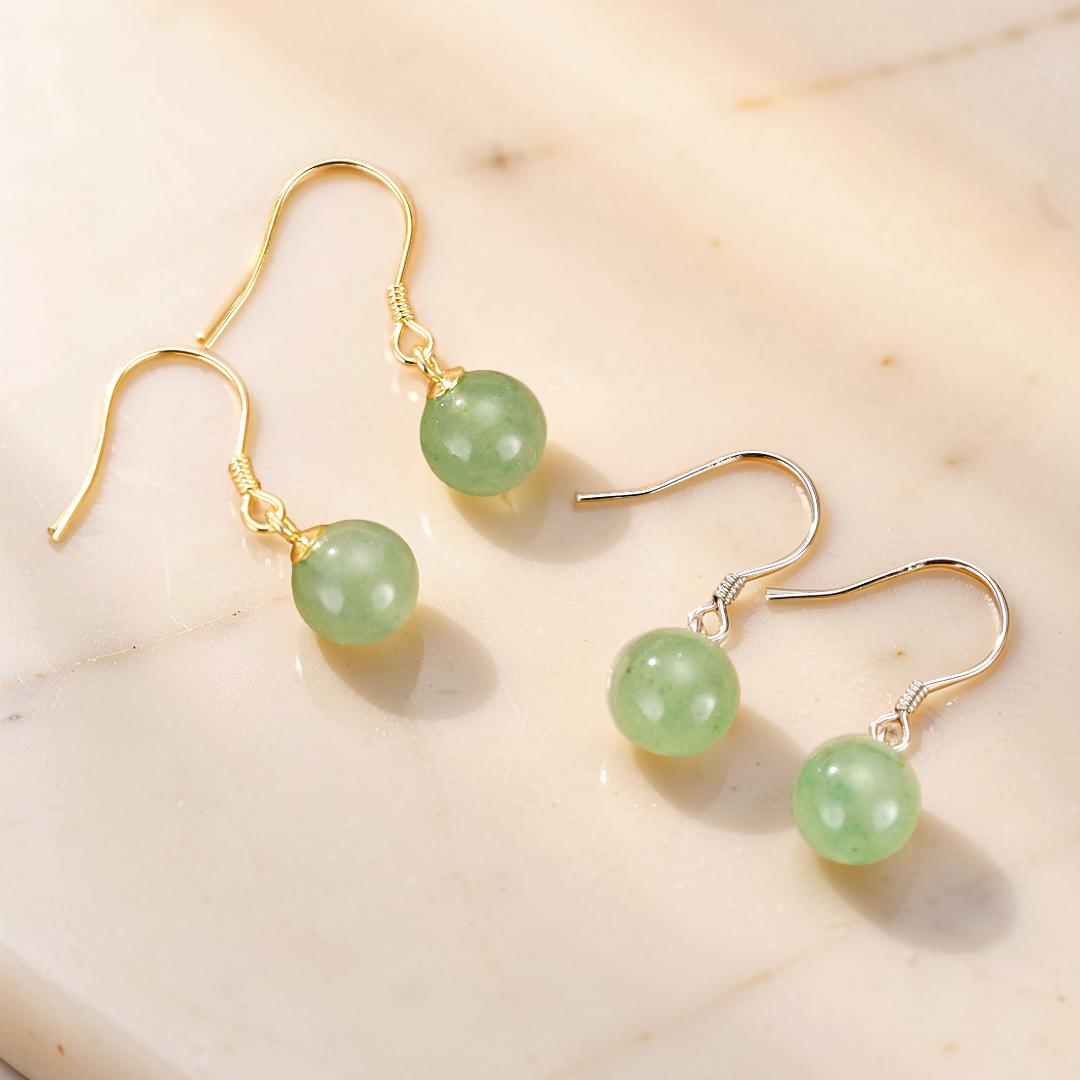 Boucles d’oreilles Aventurine – Éclat Doux, Argent