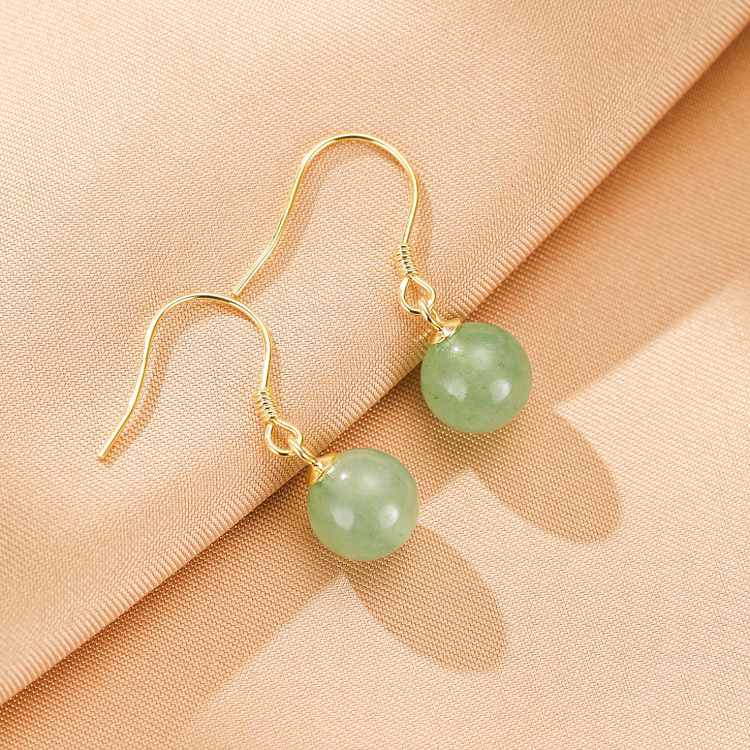 Boucles d’oreilles Aventurine – Éclat Doux, Argent