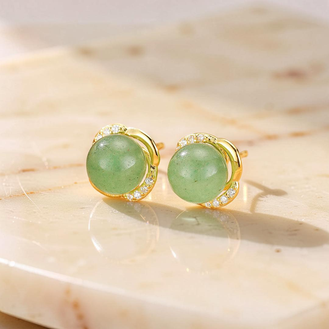 Boucles d’oreilles Aventurine – Éclat Intemporel, Argent