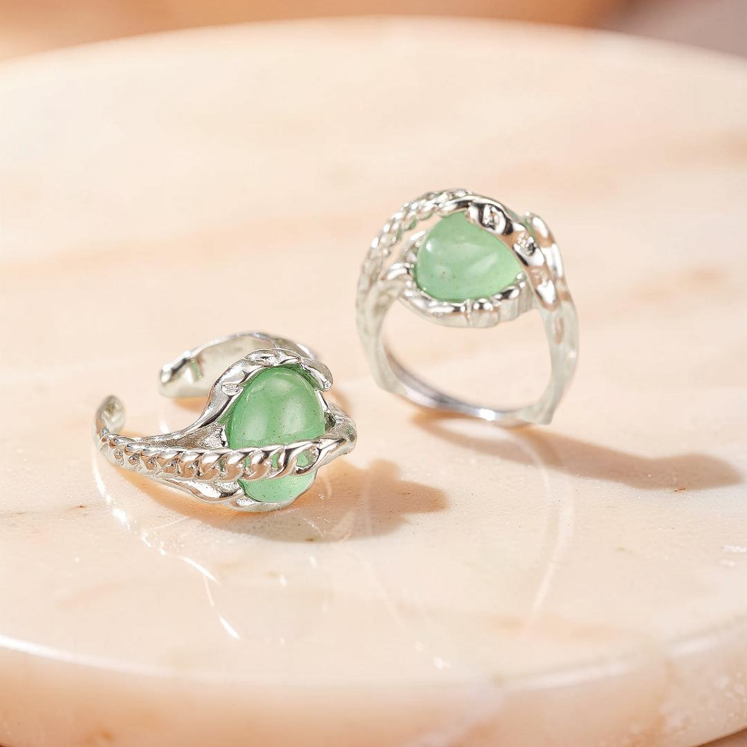Boucles d'Oreilles Aventurine – Énergie Harmonieuse, Argent