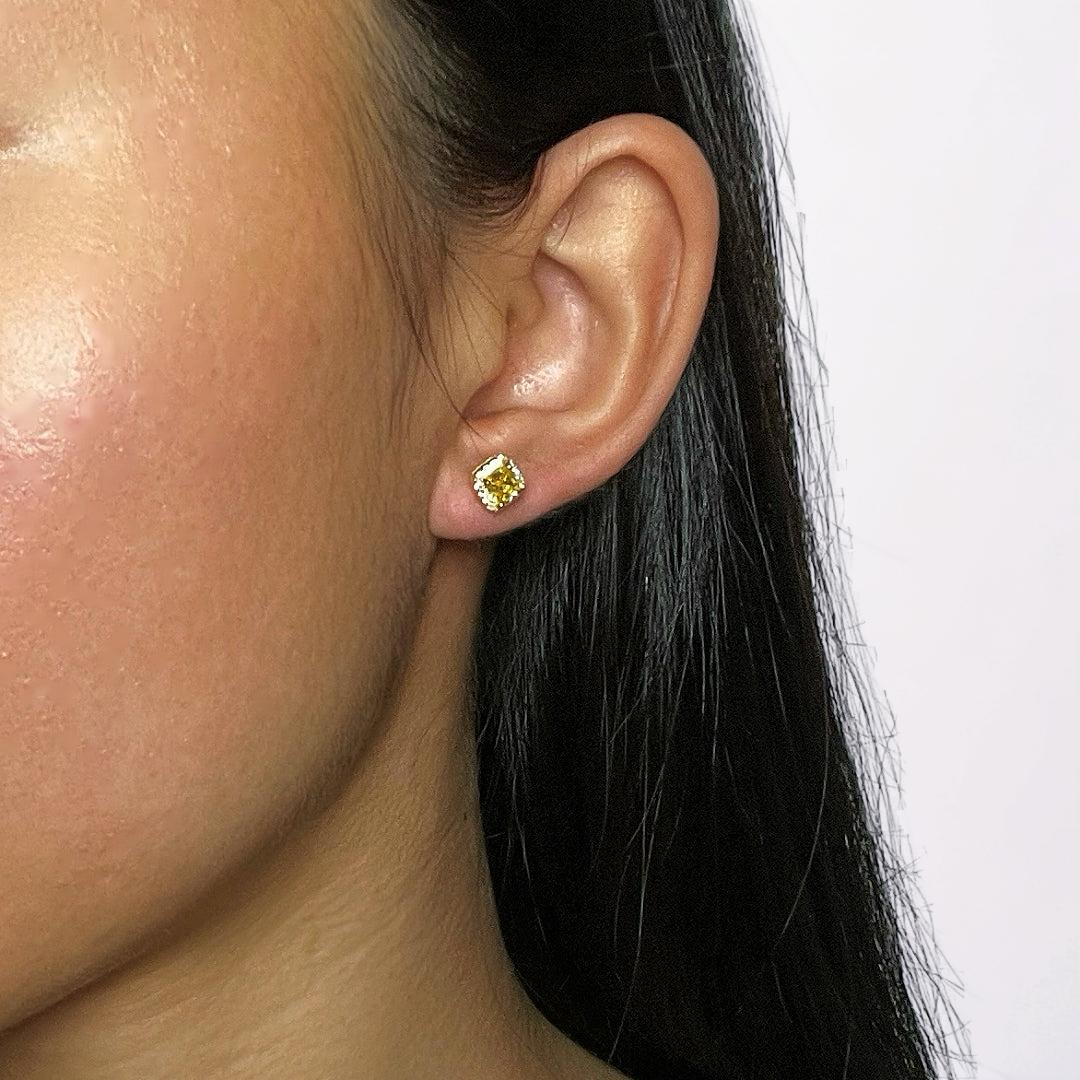 Boucles d’Oreilles Citrine – Éclat Carré, Argent