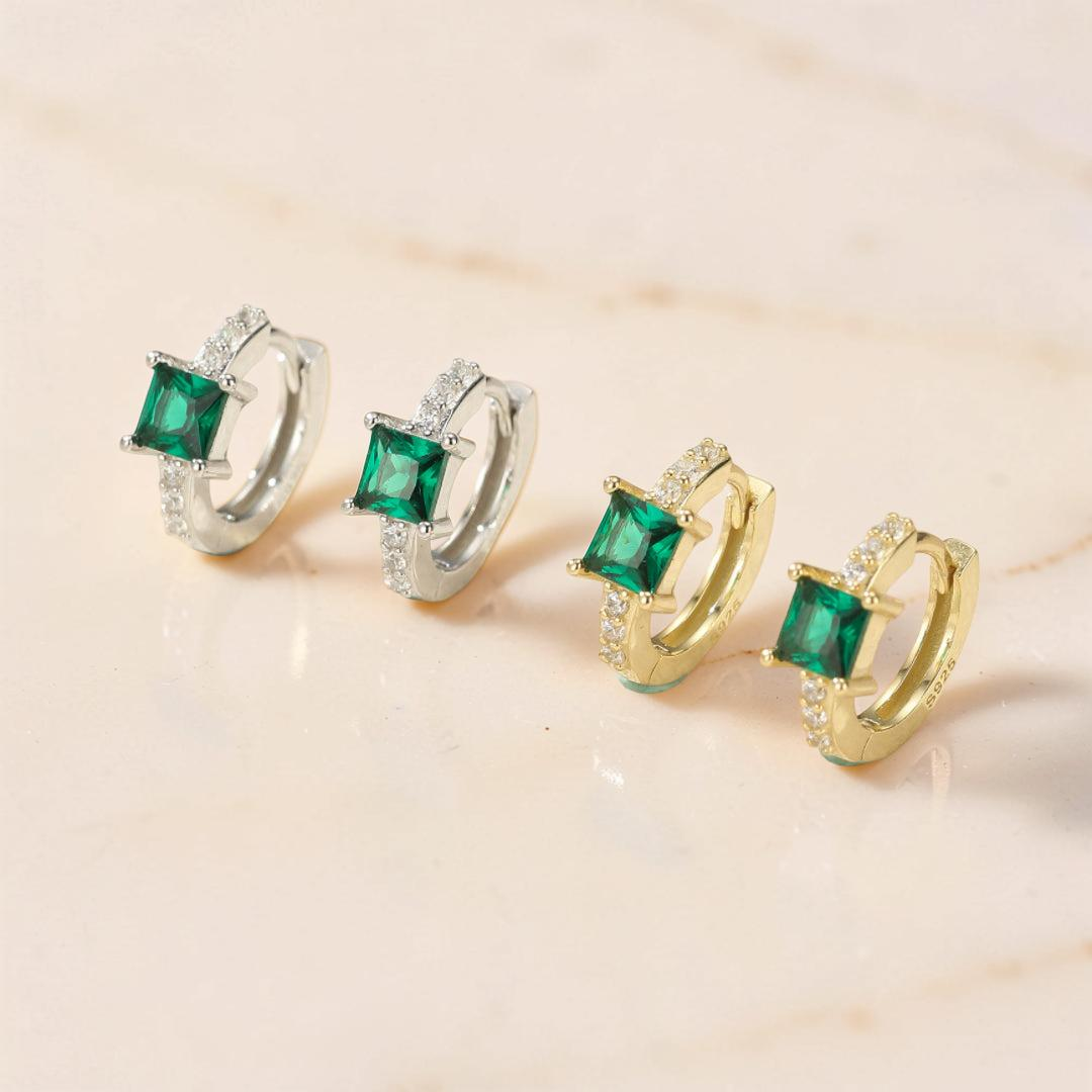 Boucles d’Oreilles Émeraude – Brise d’Émeraude, Argent 925