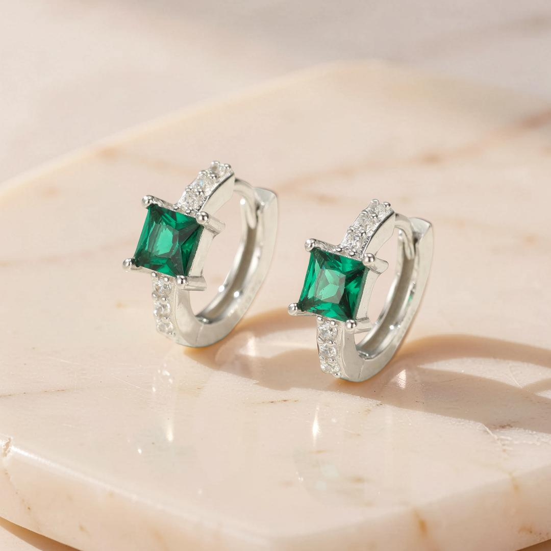 Boucles d’Oreilles Émeraude – Brise d’Émeraude, Argent 925