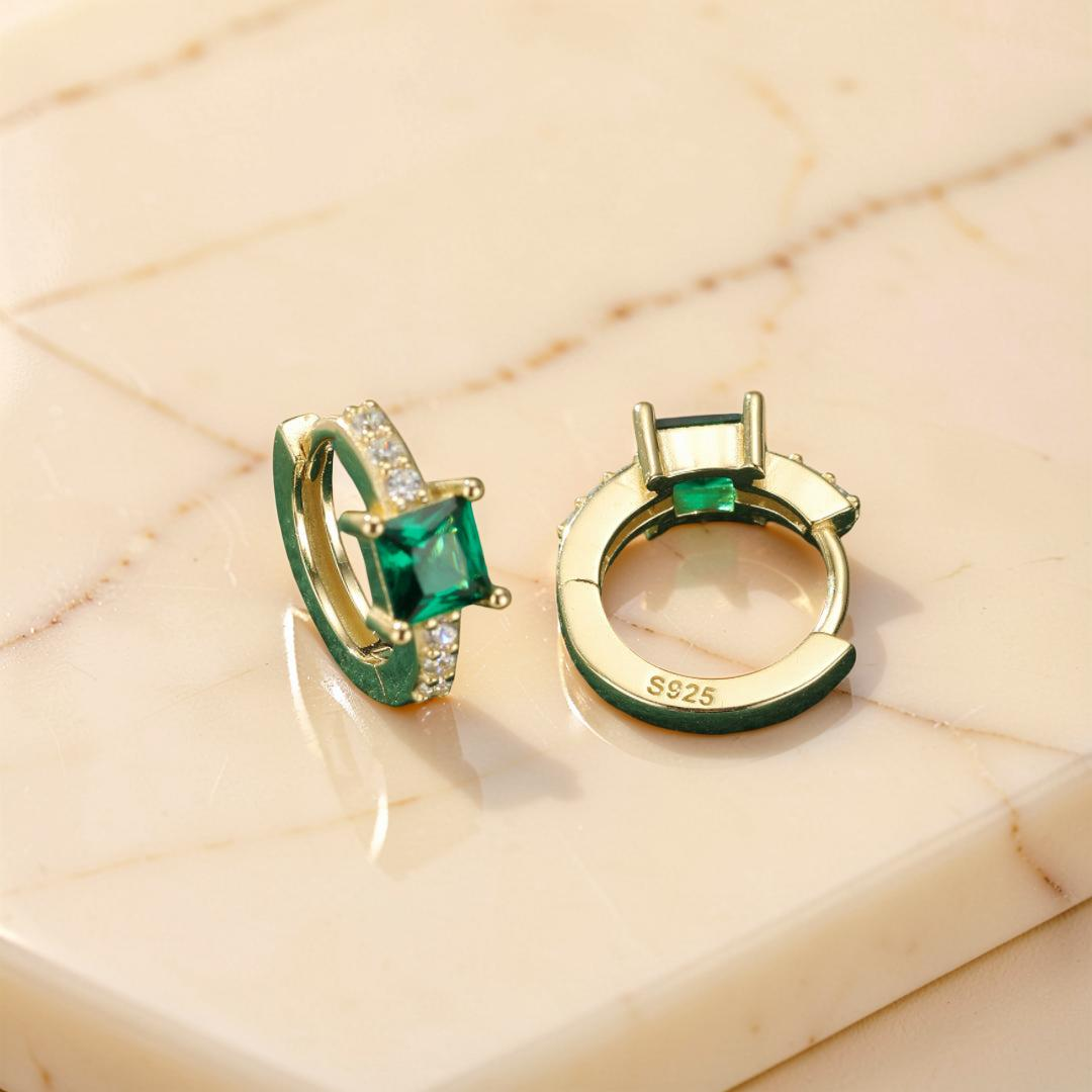 Boucles d’Oreilles Émeraude – Brise d’Émeraude, Argent 925