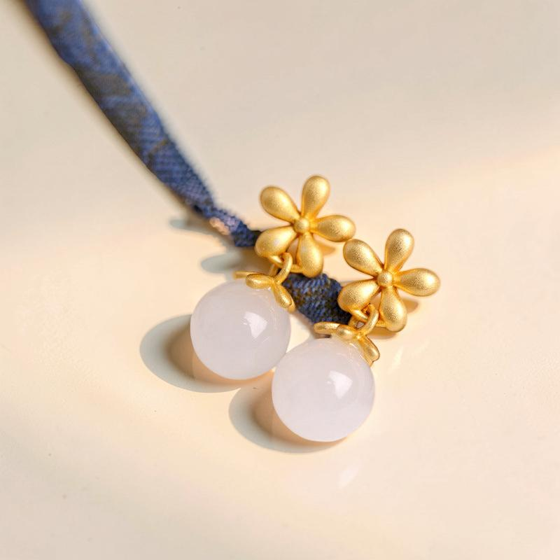 Boucles d’Oreilles Jade – Charme Vertueux, Argent Plaqué Or