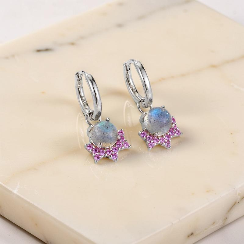 Boucles d’Oreilles Labradorite – Meow, Argent Plaqué Or