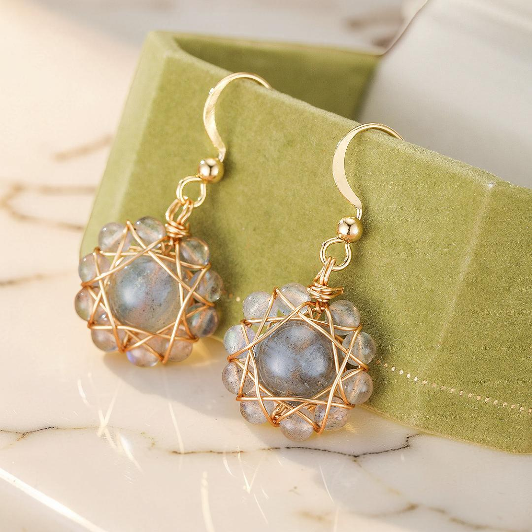 Boucles d’Oreilles Labradorite – Sphère Céleste
