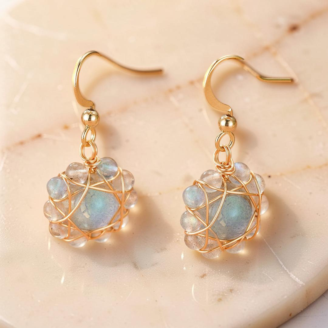 Boucles d’Oreilles Labradorite – Sphère Céleste