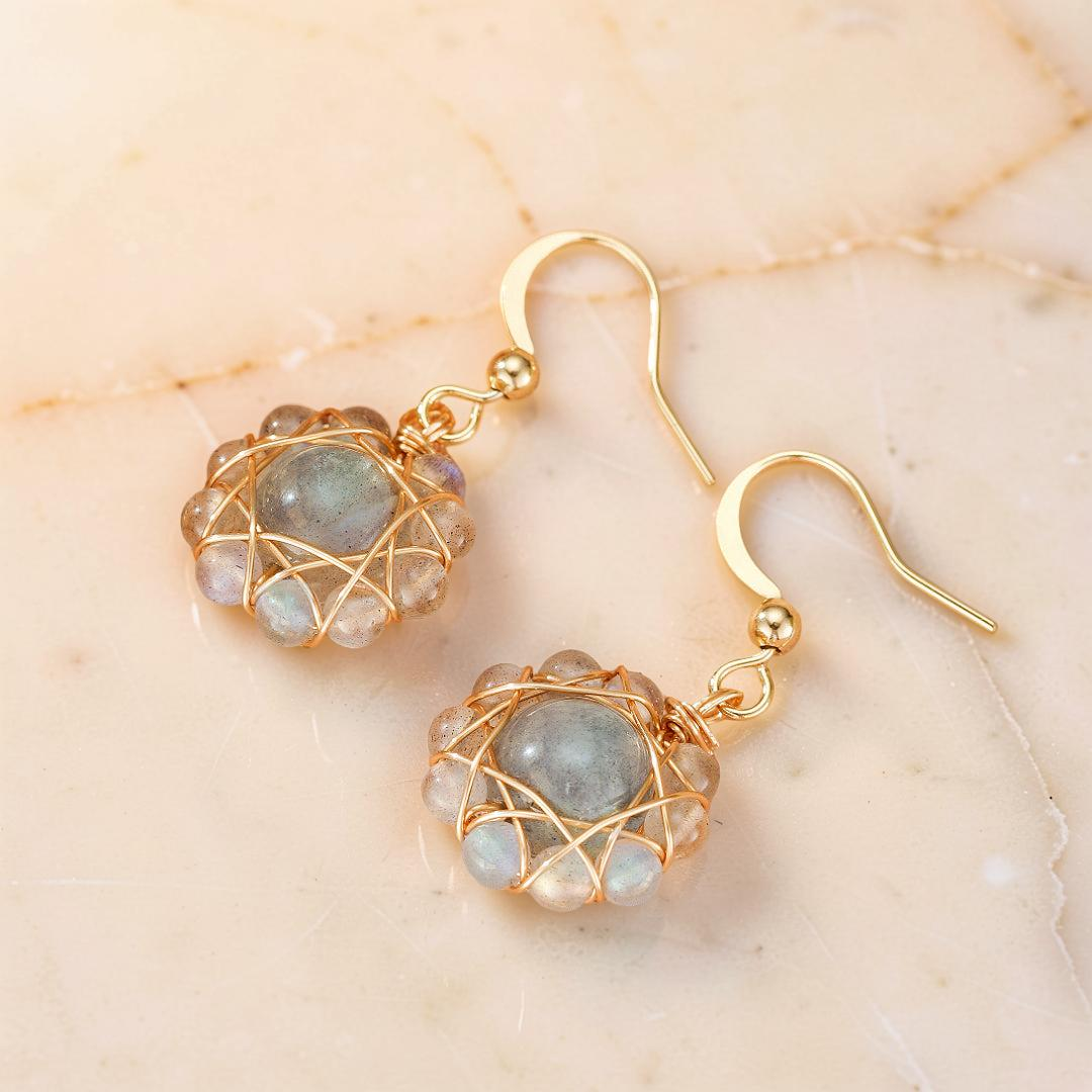 Boucles d’Oreilles Labradorite – Sphère Céleste