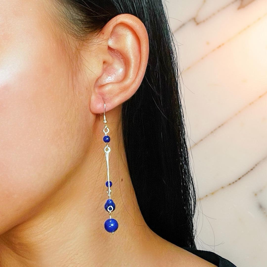 Boucles d’Oreilles Lapis Lazuli – Danse Cosmique, Argent