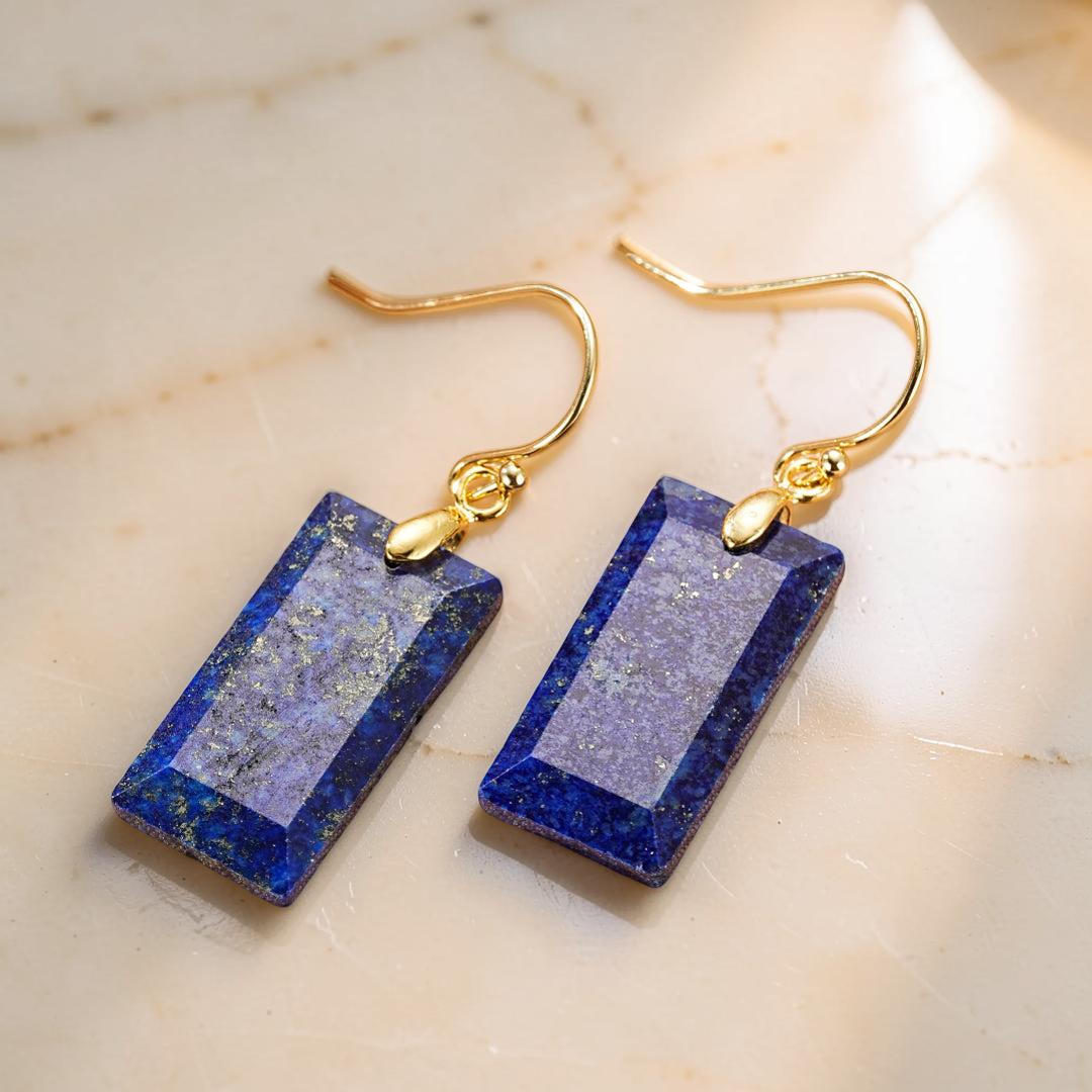 Boucles d’Oreilles Lapis Lazuli – Rectangle Intuitif