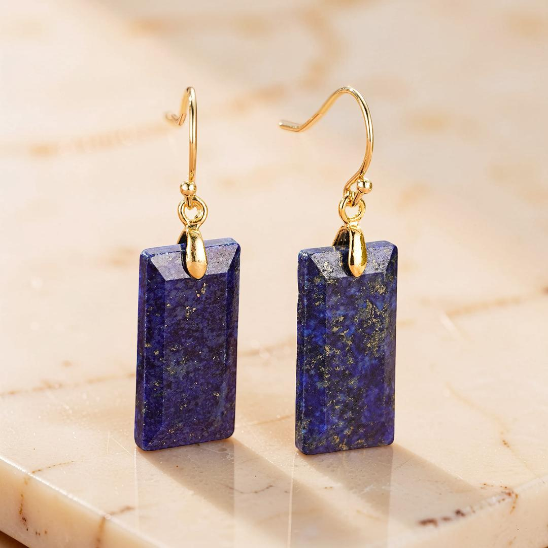 Boucles d’Oreilles Lapis Lazuli – Rectangle Intuitif