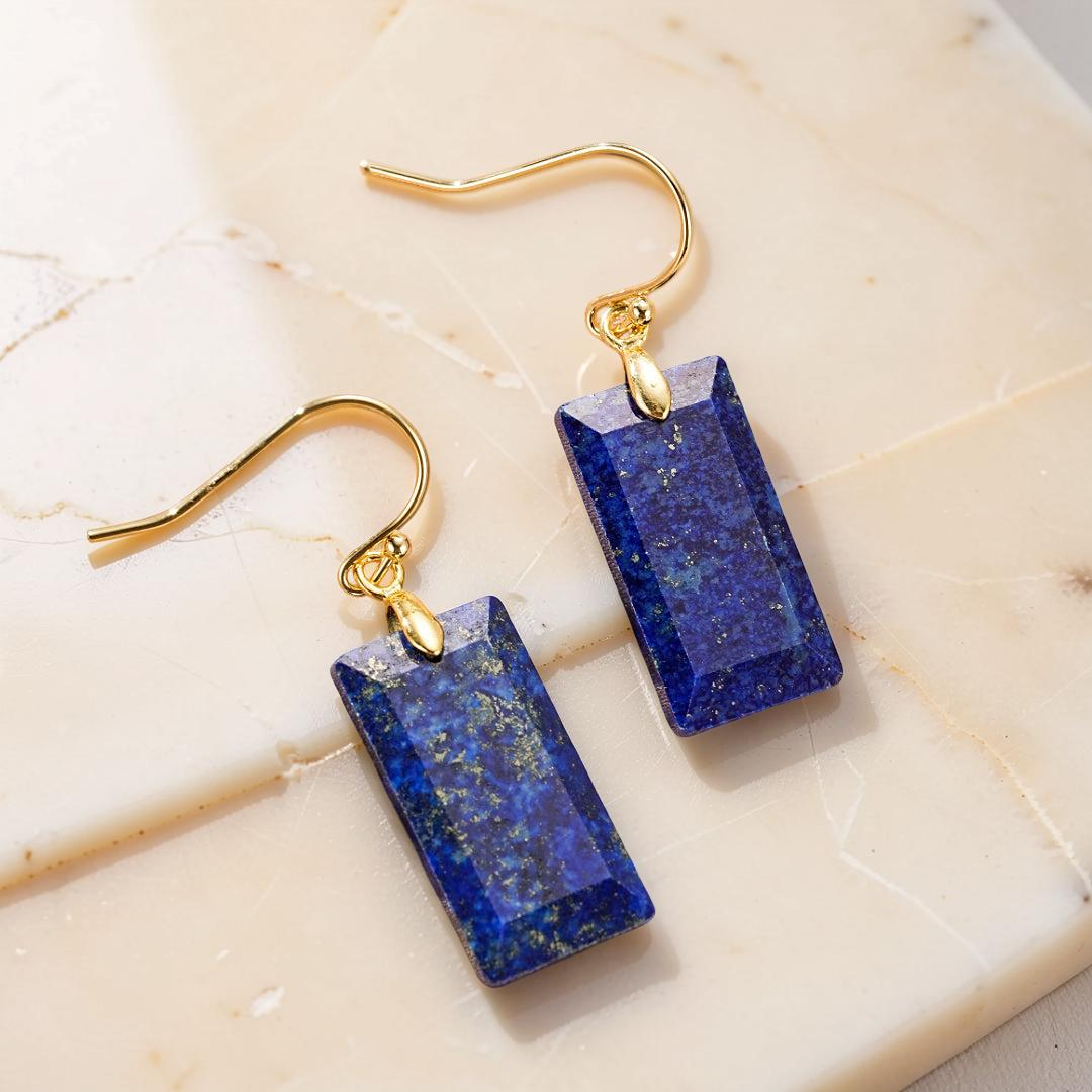 Boucles d’Oreilles Lapis Lazuli – Rectangle Intuitif