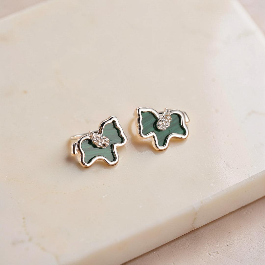 Boucles d'Oreilles Malachite Cheval – Élégance Libre, Argent