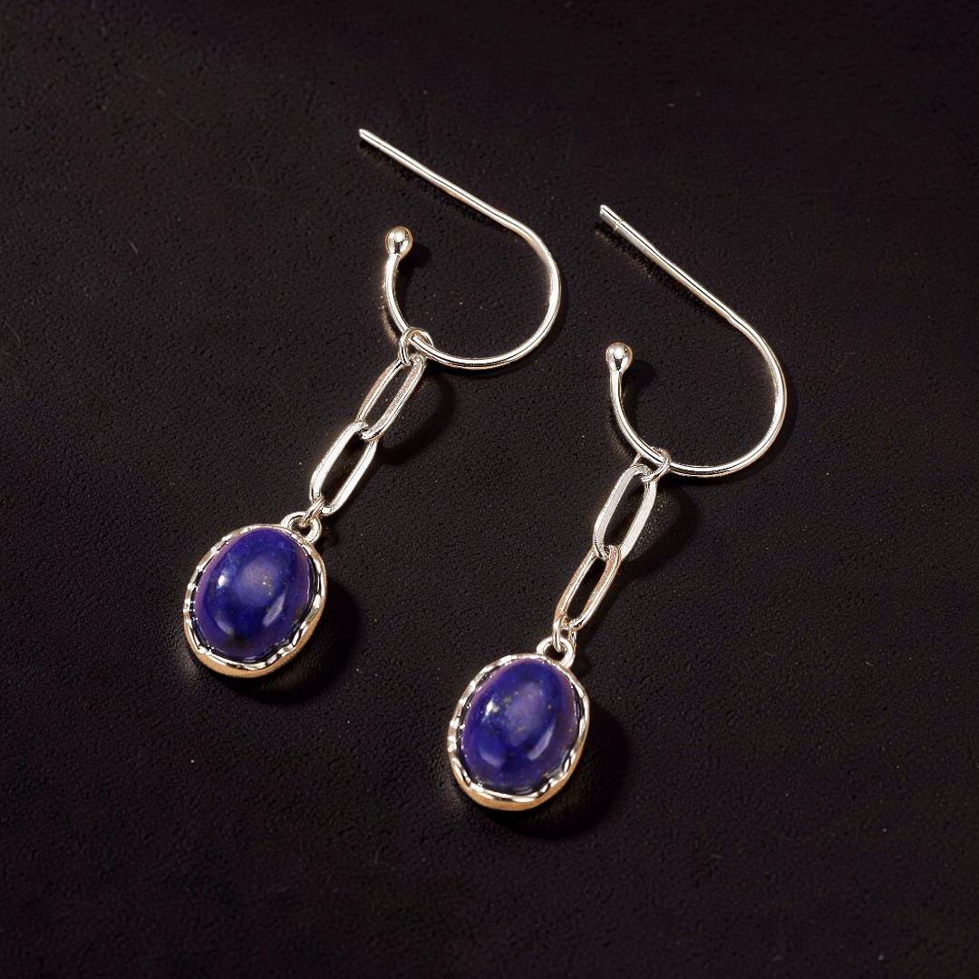 Boucles d’oreilles Malachite/Lapis Lazuli – Harmonie des Pierres, Argent