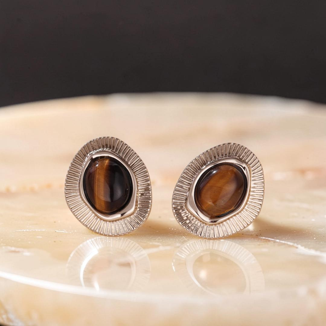 Boucles d'Oreilles Œil de Tigre – Harmonie Naturelle