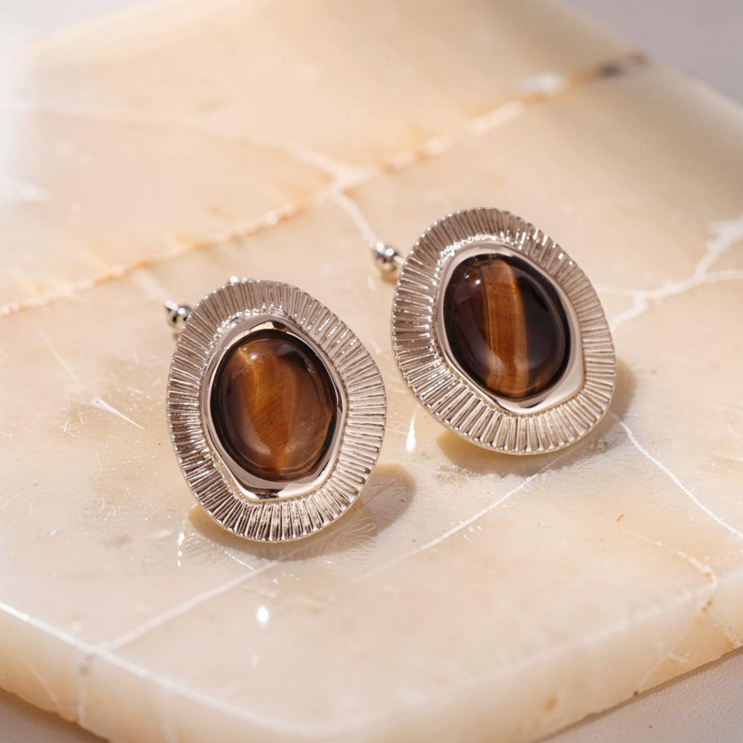 Boucles d'Oreilles Œil de Tigre – Harmonie Naturelle