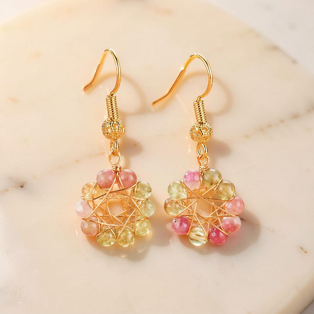 Boucles d’Oreilles Pendantes Tourmaline – Éclat Sacré