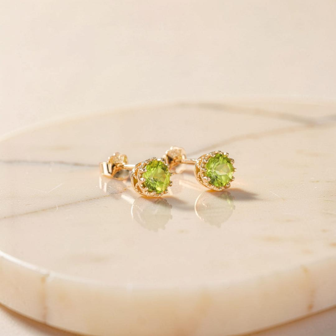 Boucles d'Oreilles Péridot ou Labradorite – Soleil, Argent Plaqué Or