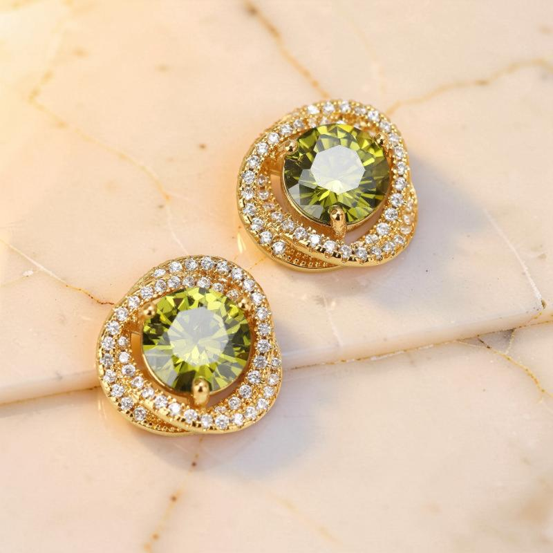 Boucles d'Oreilles Péridot – Rond Torsade