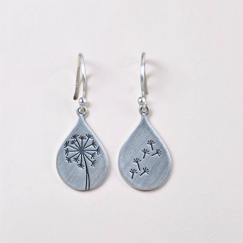 Boucles d’Oreilles Pissenlit – Renaissance Légère, Argent