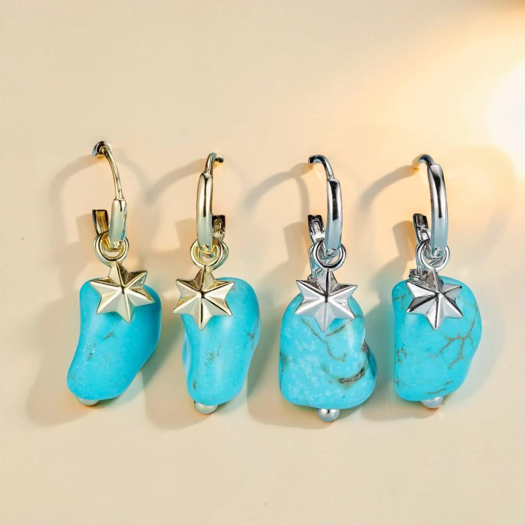 Boucles d’Oreilles Turquoise – Larmes du Ciel, Argent