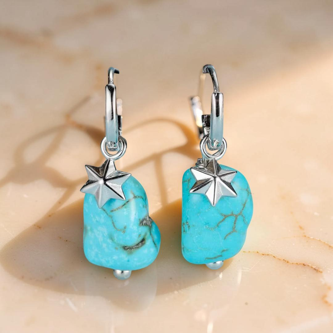 Boucles d’Oreilles Turquoise – Larmes du Ciel, Argent