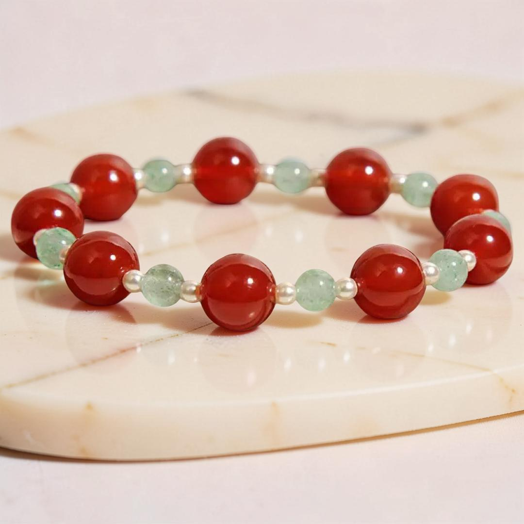 Bracelet Agate Rouge et Quartz Fraise Vert – Éclat Vital