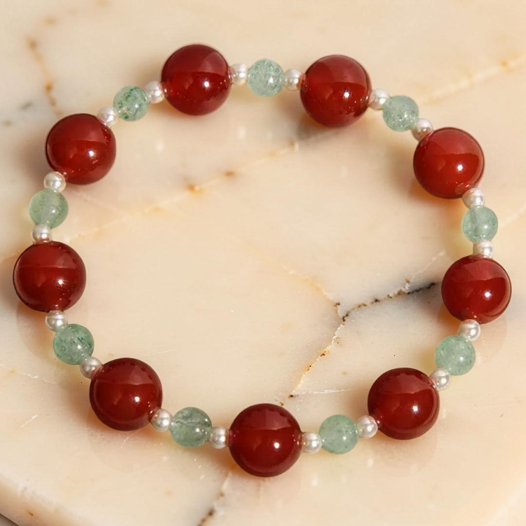 Bracelet Agate Rouge et Quartz Fraise Vert – Éclat Vital
