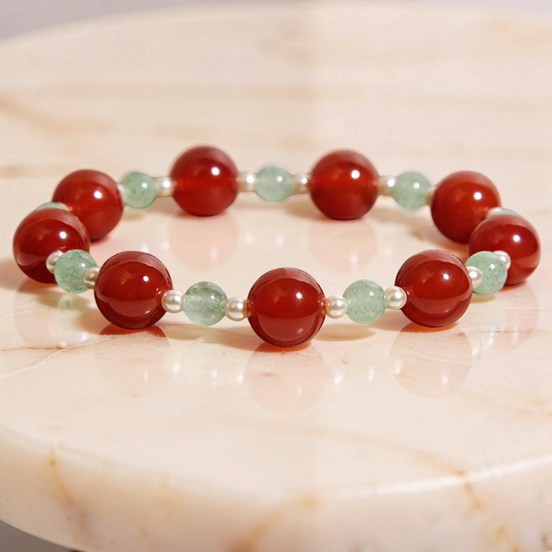 Bracelet Agate Rouge et Quartz Fraise Vert – Éclat Vital