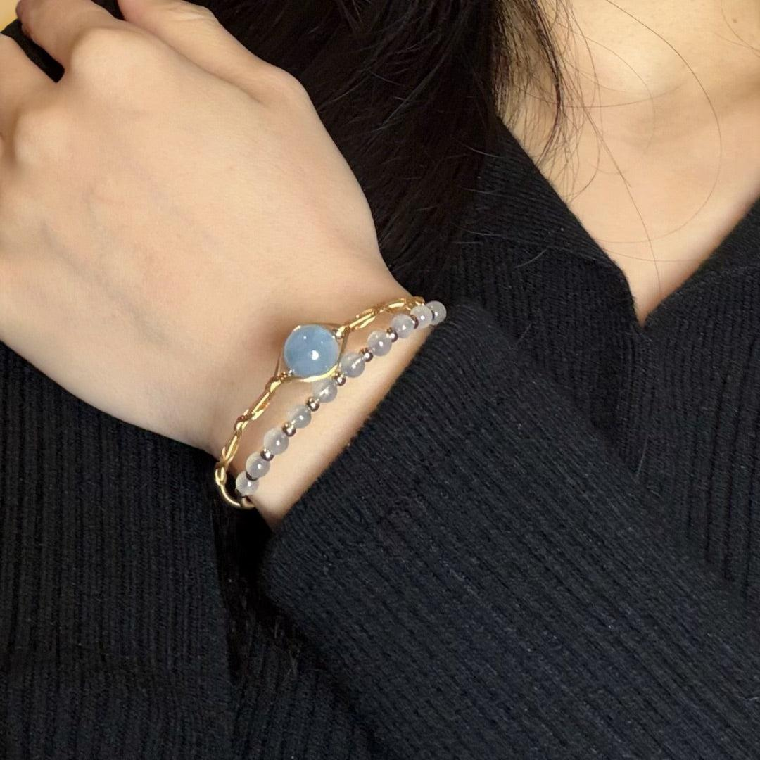 Bracelet Aigue Marine – Perle d’Océan