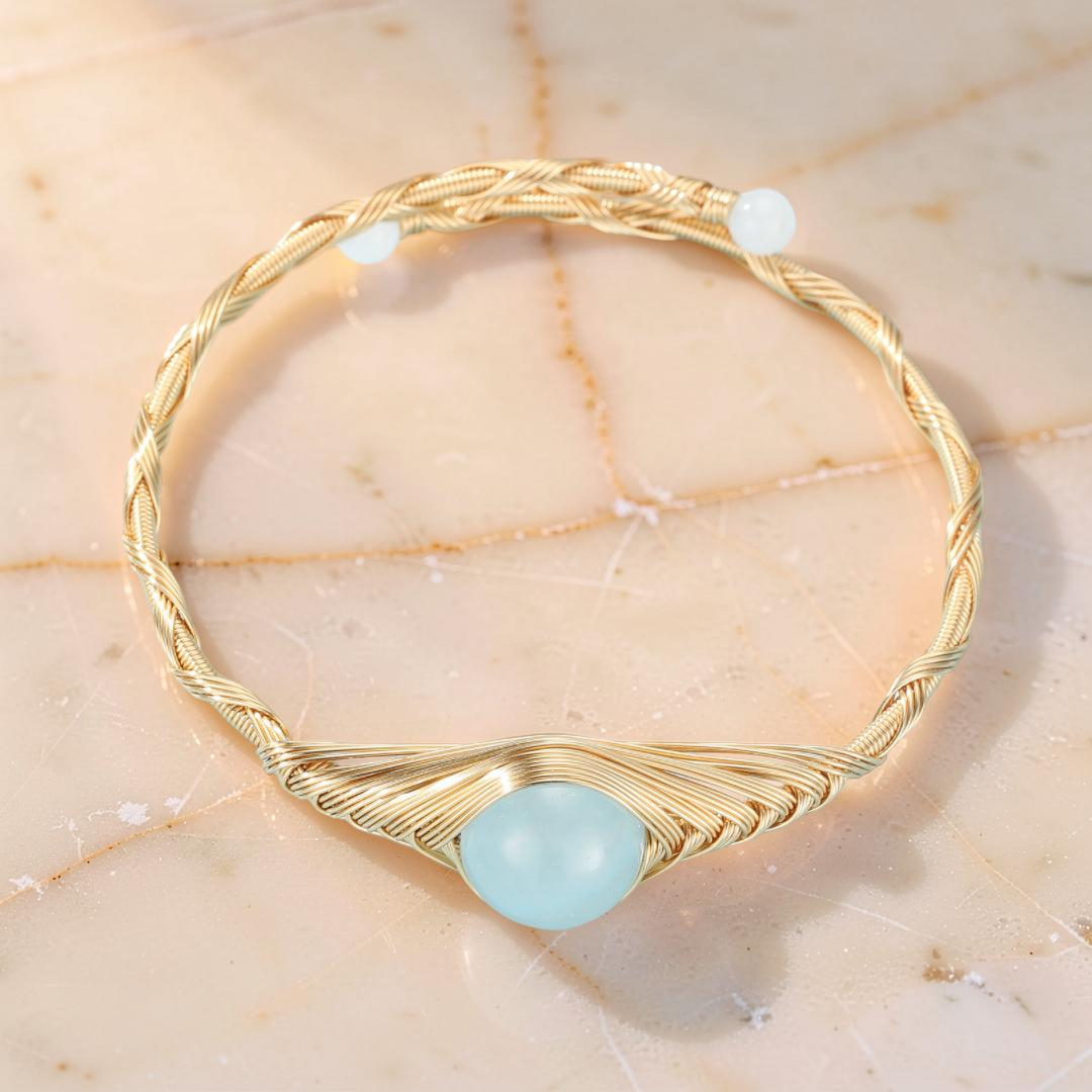 Bracelet Aigue Marine – Vortex Doré