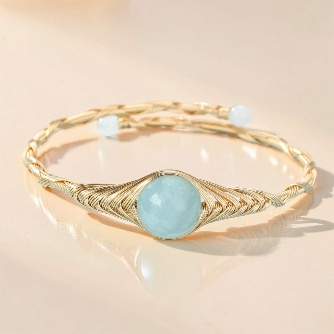 Bracelet Aigue Marine – Vortex Doré