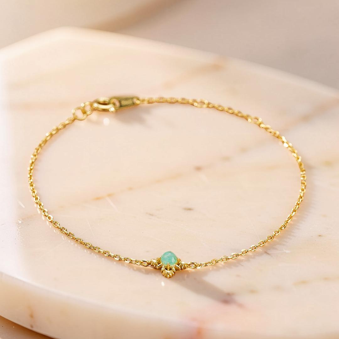 Bracelet Amazonite, Croix Étoilée, Argent Plaqué Or