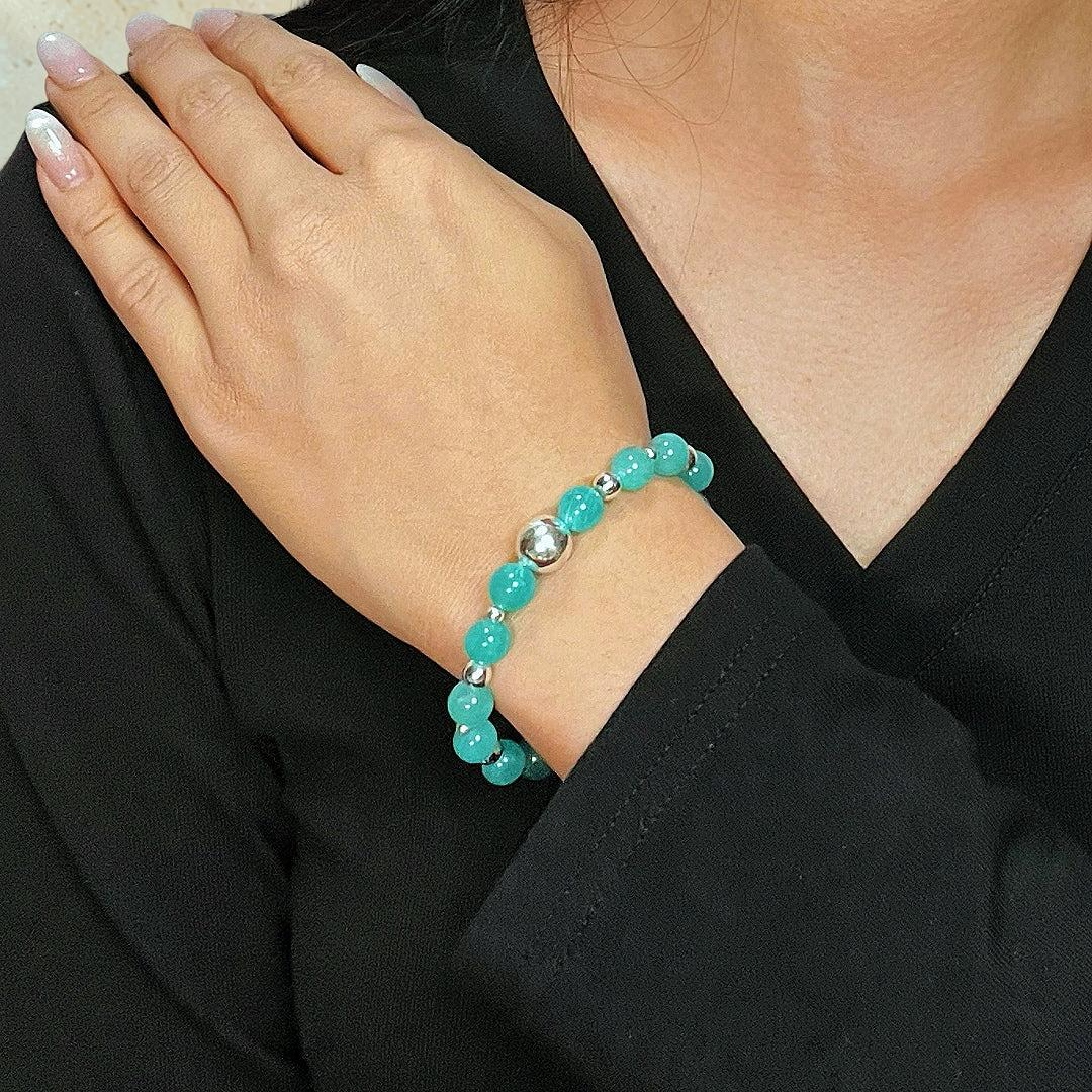 Bracelet Amazonite – Énergie Pure, Argent