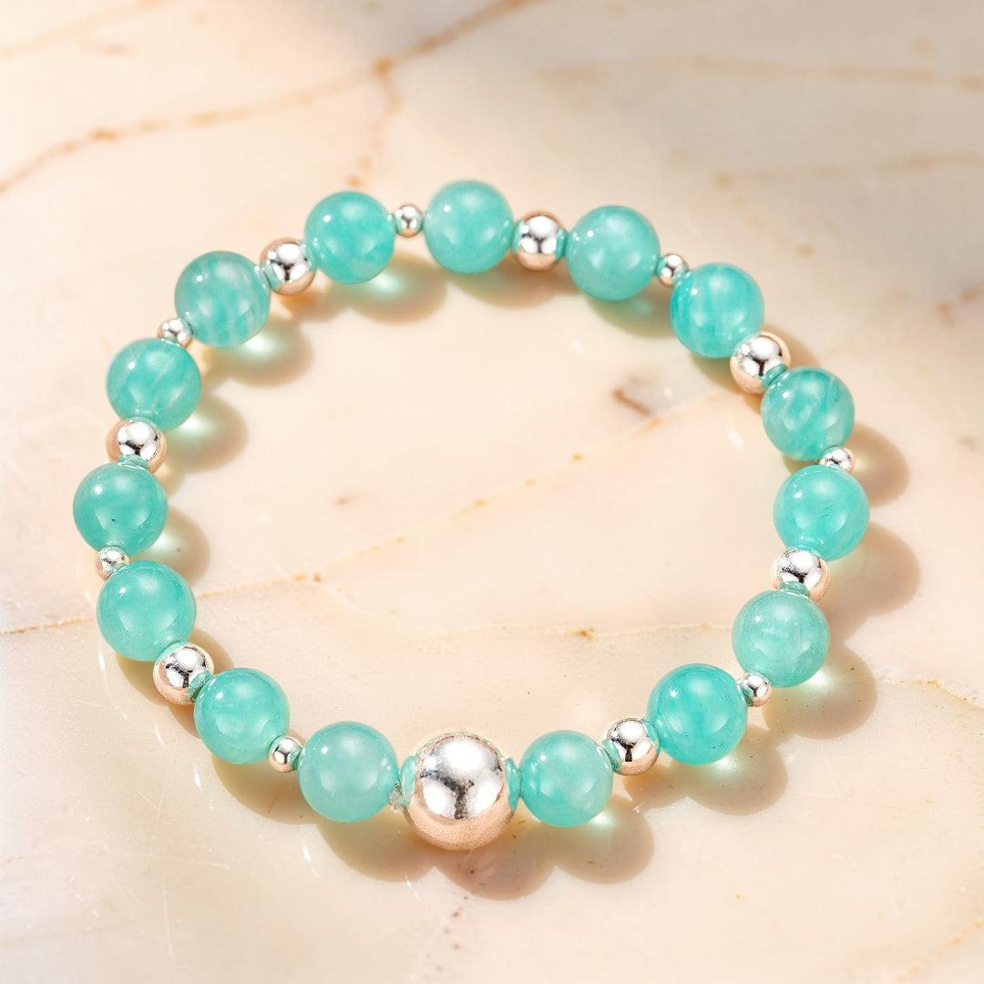 Bracelet Amazonite – Énergie Pure, Argent