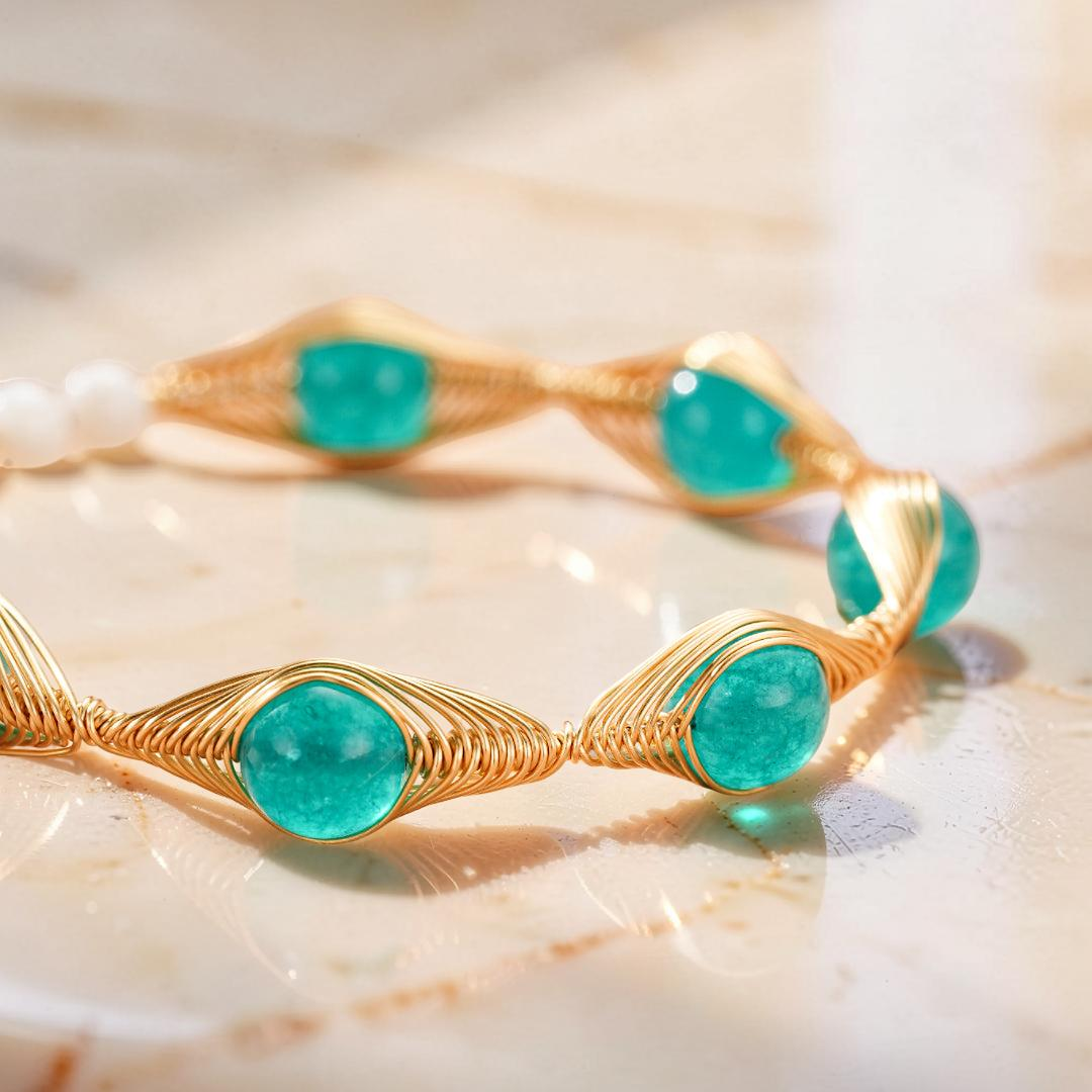 Bracelet Amazonite – Fil Doré Bohème